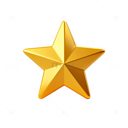金色立体五角星装饰元素