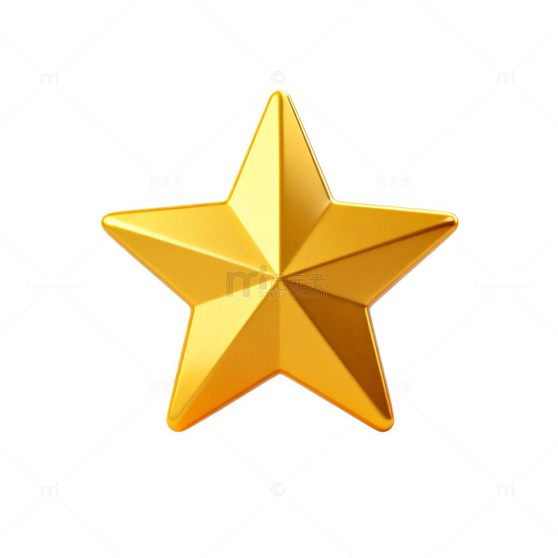 金色立体五角星装饰元素