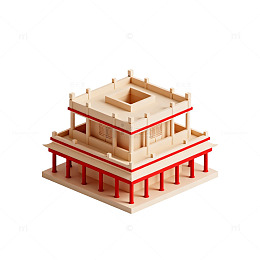 木质古建筑模型