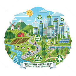生态田园城市插画设计素材