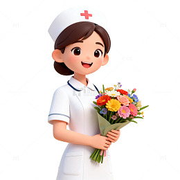 卡通护士花束插画素材