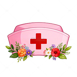 红十字护士帽鲜花装饰图案