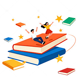 欢乐读书卡通插画