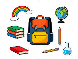 卡通学校用品插画设计素材