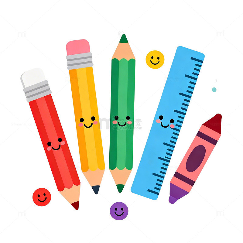 卡通铅笔尺子设计元素