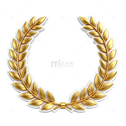 金色月桂花环图案设计