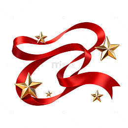 红色丝带金色星星装饰图案