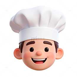 卡通厨师头像3D素材