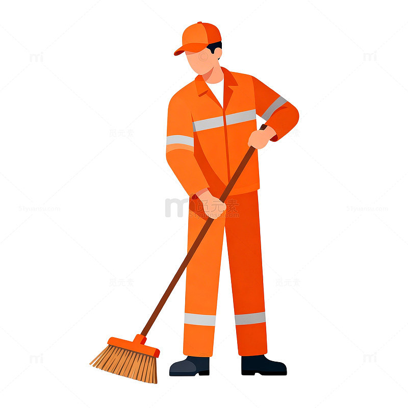 工人扫地卡通素材