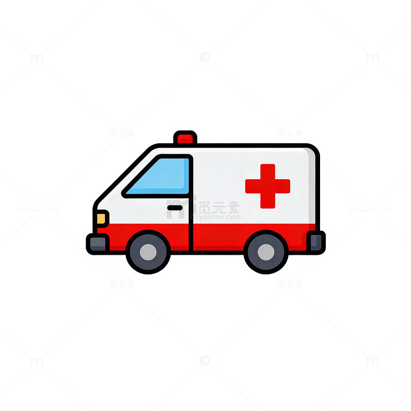 简笔画救护车医疗急救图标素材