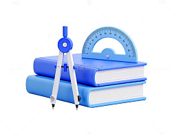 蓝色学习用品静物