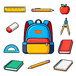 卡通学习用品插画素材