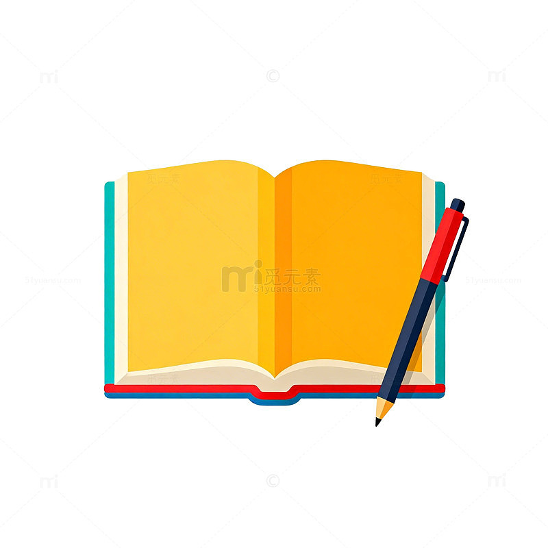 简约书本与笔矢量图