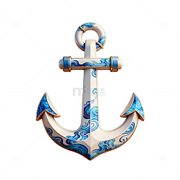 海洋风情艺术锚图标设计
