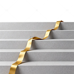 金色丝带楼梯装饰