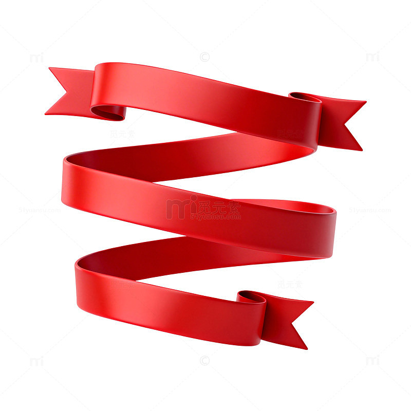 红色丝带装饰图案设计素材