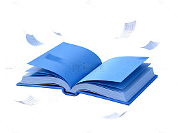 蓝色书本飘散纸张创意图