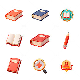 卡通图书学习用品图标