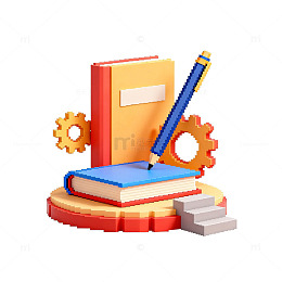 3D卡通学习用品插画