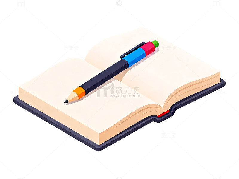 简约文具书本插图