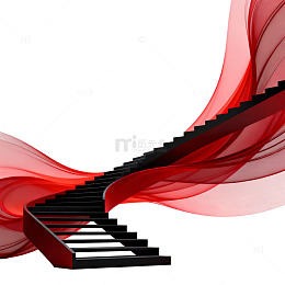 现代艺术楼梯与红绸