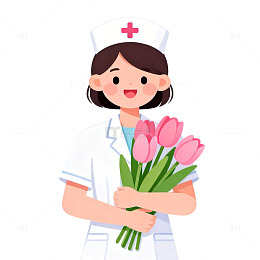 卡通女护士鲜花插画素材