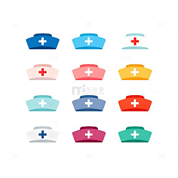 多彩护士帽图标设计