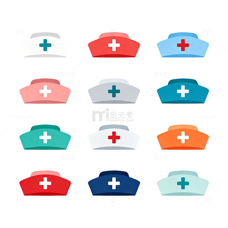 多彩护士帽矢量图设计素材