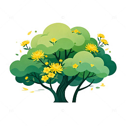 卡通风树木花卉插画