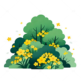 卡通风格树木花卉插画