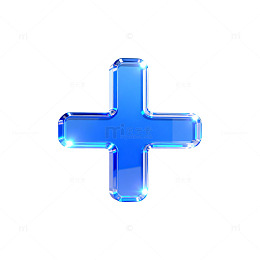 蓝色玻璃加号图案设计元素