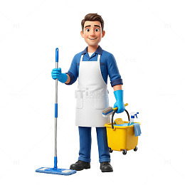 清洁工形象3D插画