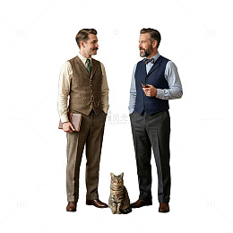 复古绅士对话场景图片素材