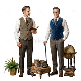 复古绅士风格插画素材