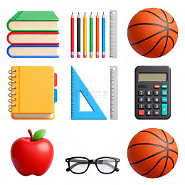 学习用品图标插画设计素材