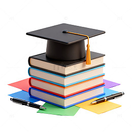 学术毕业书籍文具组合图