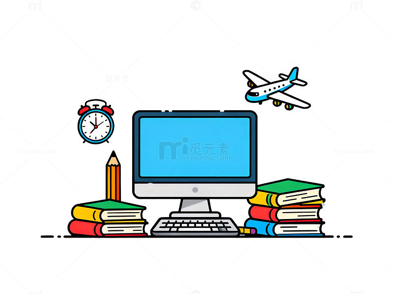 简约办公学习插画