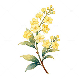 淡雅黄花植物插画