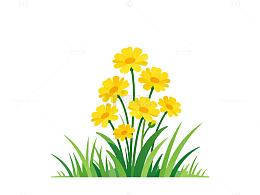 卡通风格黄花草丛插画
