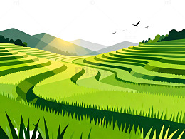 梯田风光插画