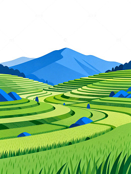 梯田风光插画设计素材