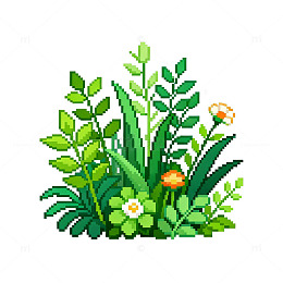 像素风格绿色植物插画