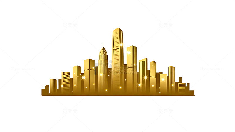 金色城市天际线图标矢量素材