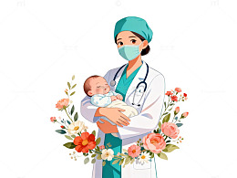 医护卡通怀抱婴儿插画