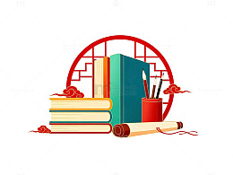 古典中国风书籍卷轴插画素材