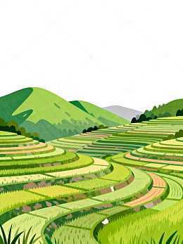 田园风光梯田插画