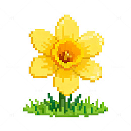 像素风水仙花插画设计素材