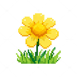 像素风格黄花草地插画