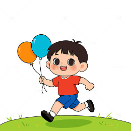 手绘奔跑的小孩元素