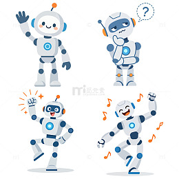卡通机器人表情动作矢量素材